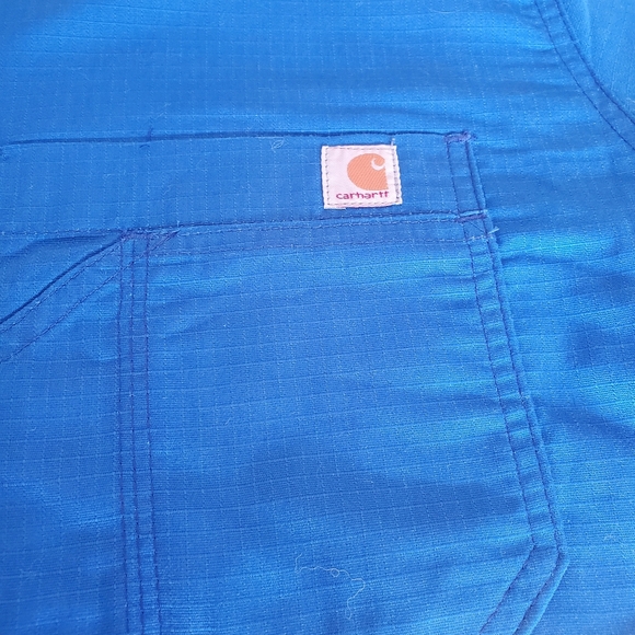 Carhartt size XL NWT Men's bright blue v-neck, S/sl 1 pocket scrubs - Picture 3 of 8